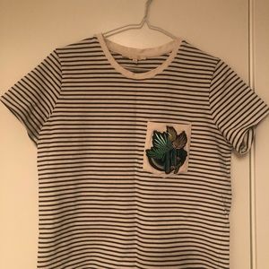 Maje tropical pinstripe T shirt
